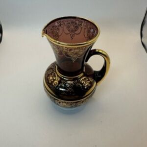 Elegant Gold and Brown Pitcher